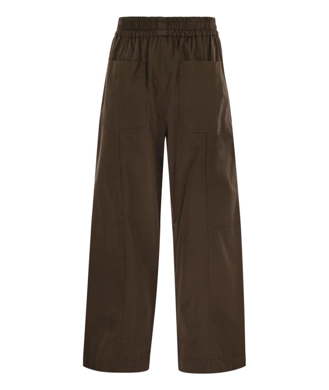 WEEKEND MAX MARA Коричневые хлопковые прямые брюки, фото 2