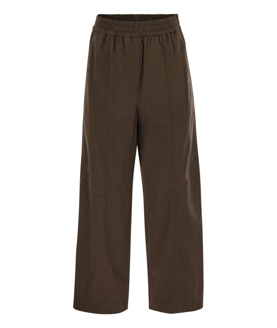 WEEKEND MAX MARA Коричневые хлопковые прямые брюки, фото 1