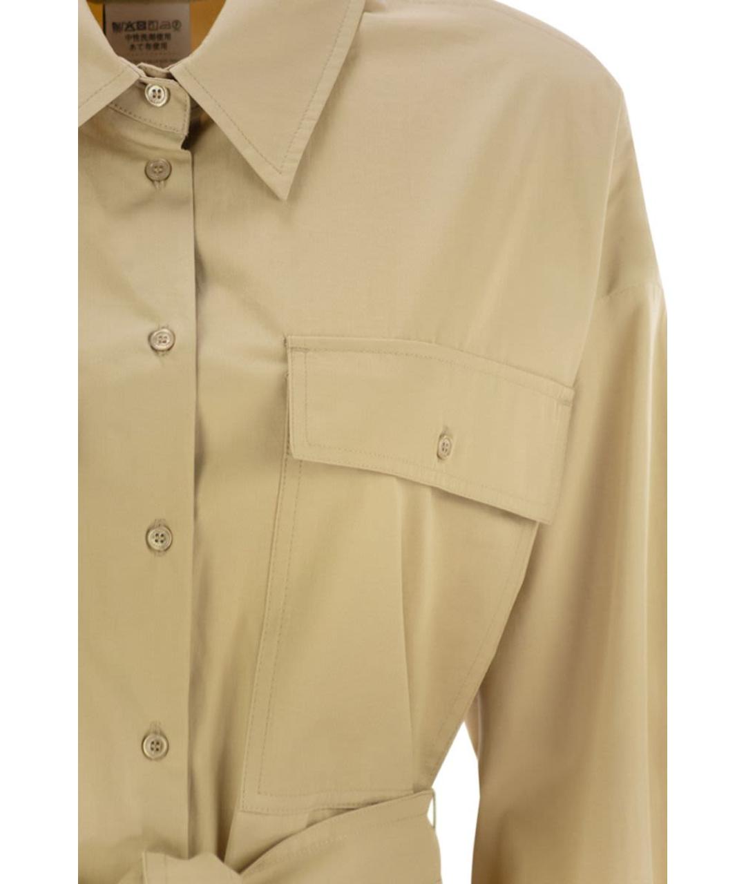 WEEKEND MAX MARA Бежевое хлопковое повседневное платье, фото 4