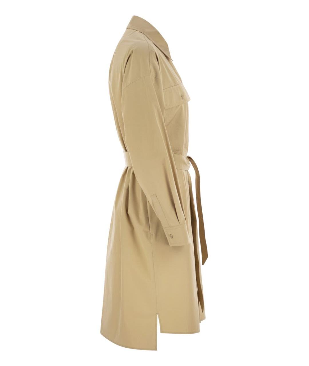 WEEKEND MAX MARA Бежевое хлопковое повседневное платье, фото 3
