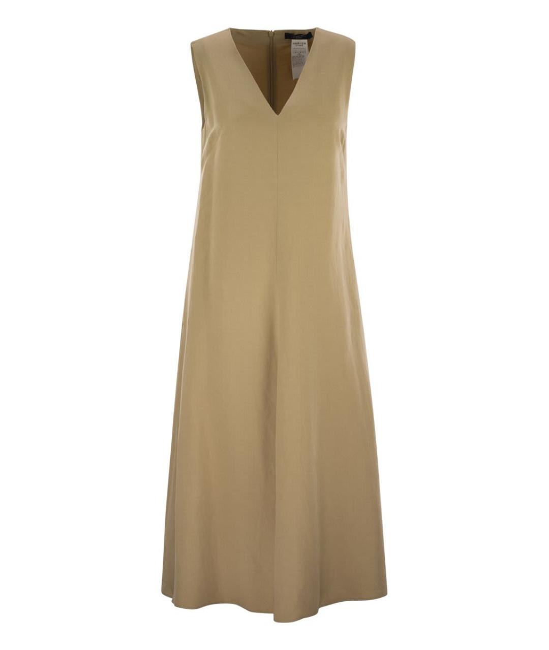 WEEKEND MAX MARA Бежевое вискозное повседневное платье, фото 1
