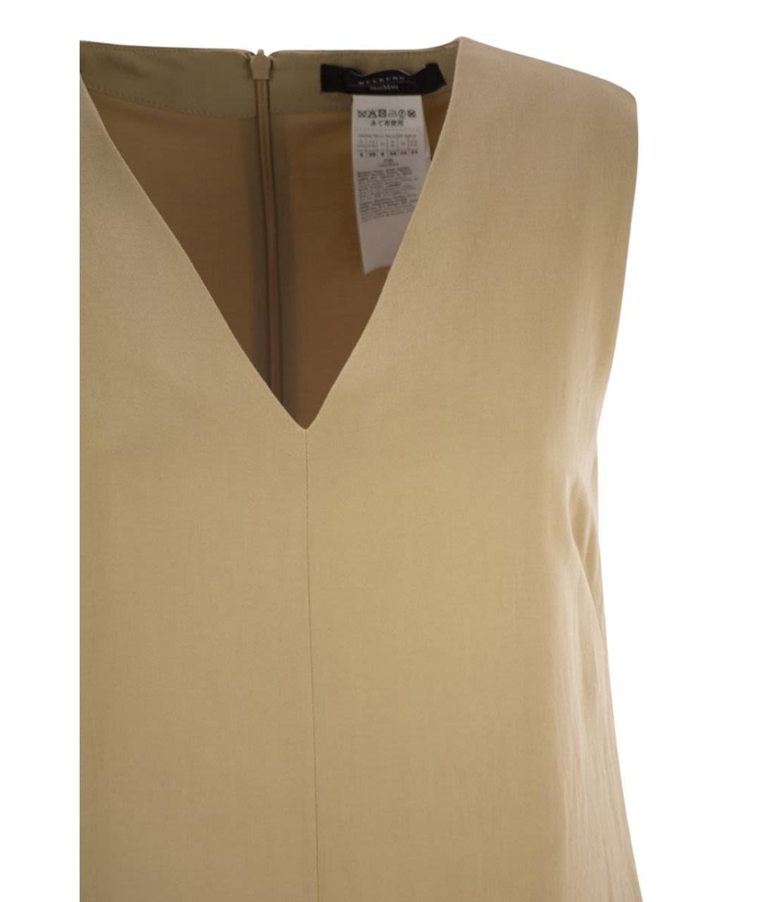 WEEKEND MAX MARA Бежевое вискозное повседневное платье, фото 4