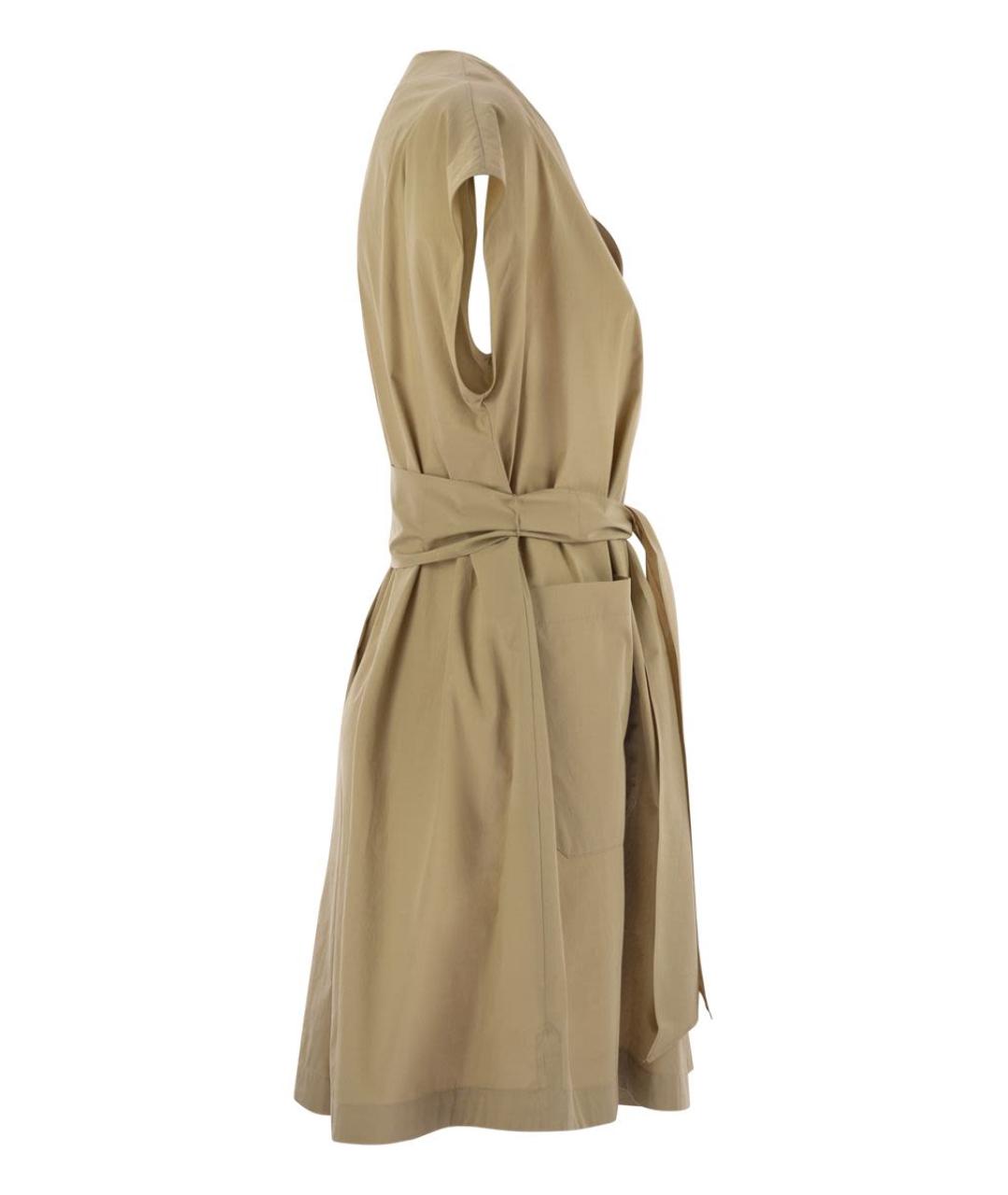 WEEKEND MAX MARA Коричневое хлопковое повседневное платье, фото 3