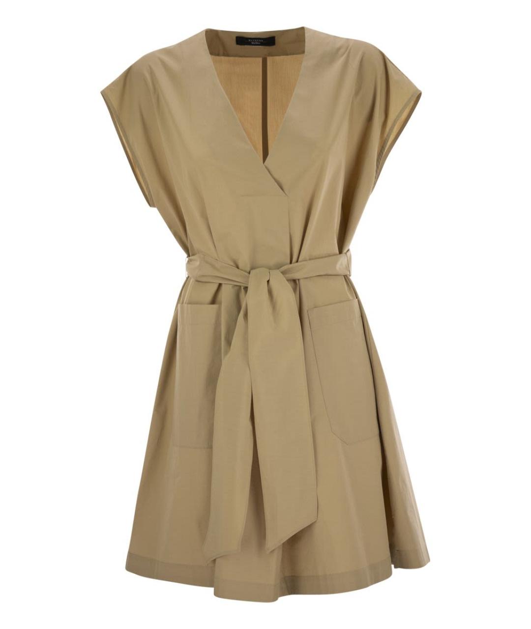 WEEKEND MAX MARA Коричневое хлопковое повседневное платье, фото 1