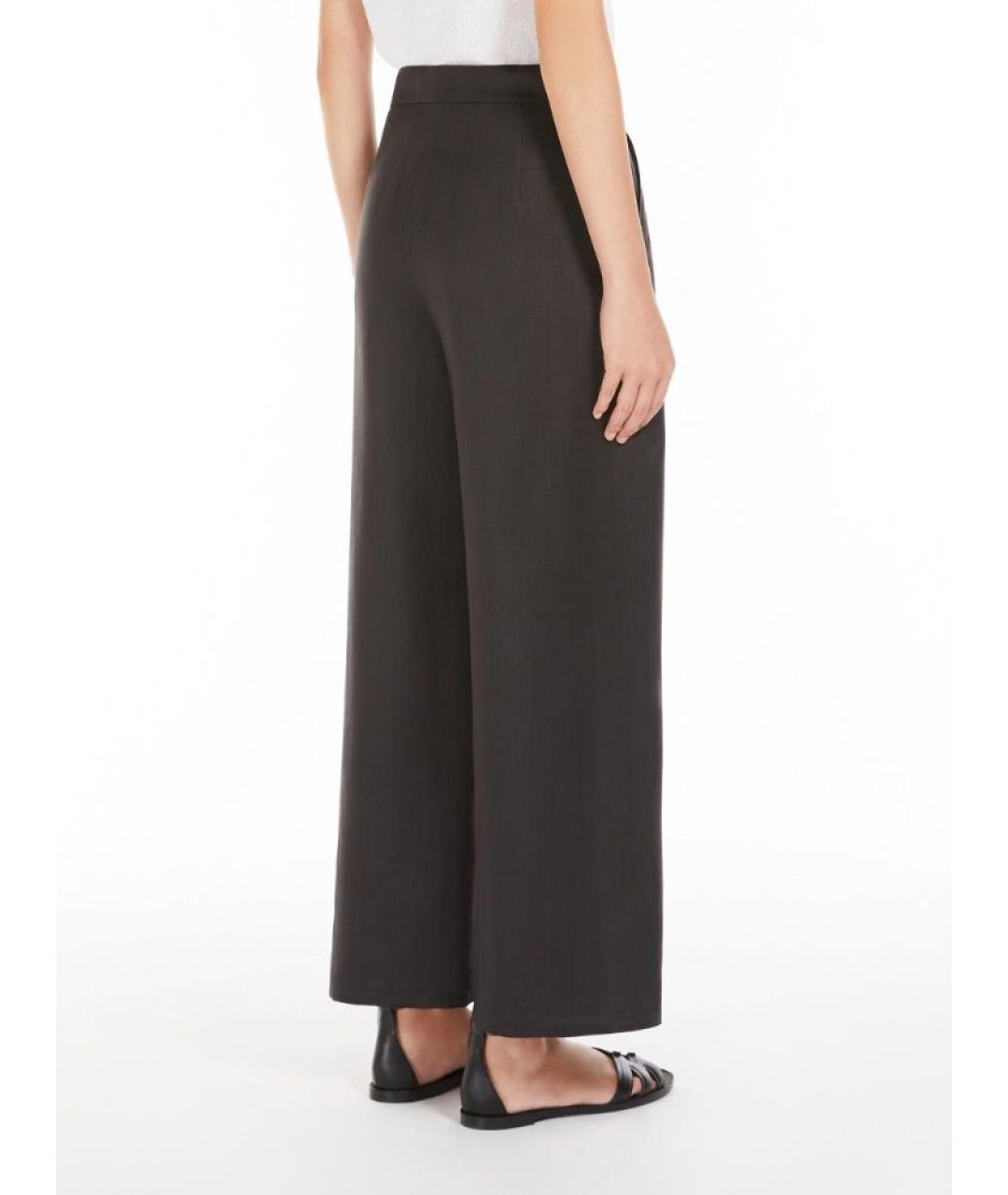 MAX MARA Черные хлопковые прямые брюки, фото 3