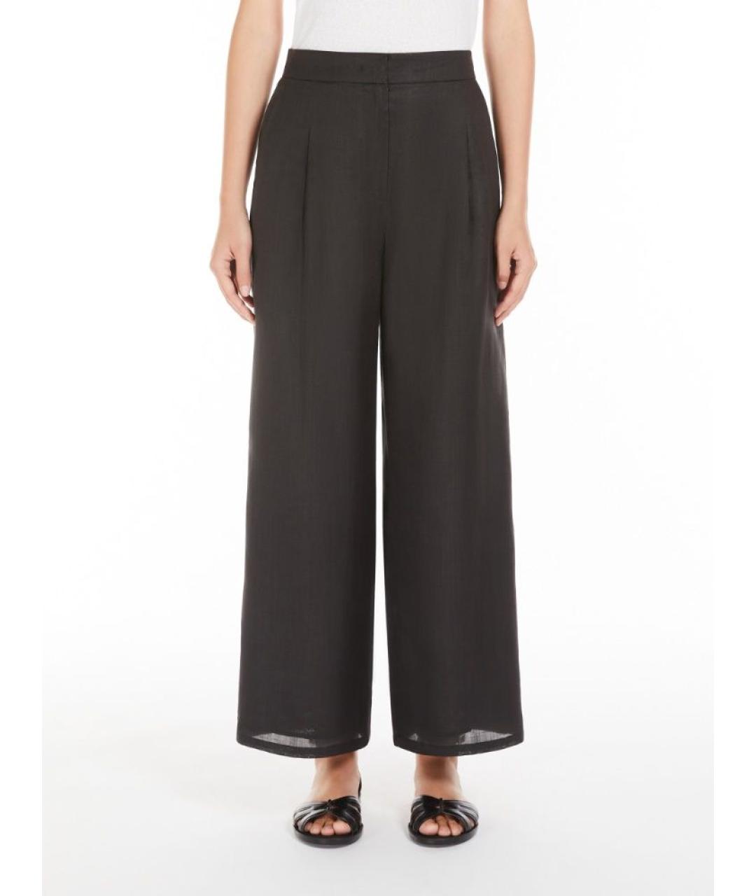 MAX MARA Черные хлопковые прямые брюки, фото 2
