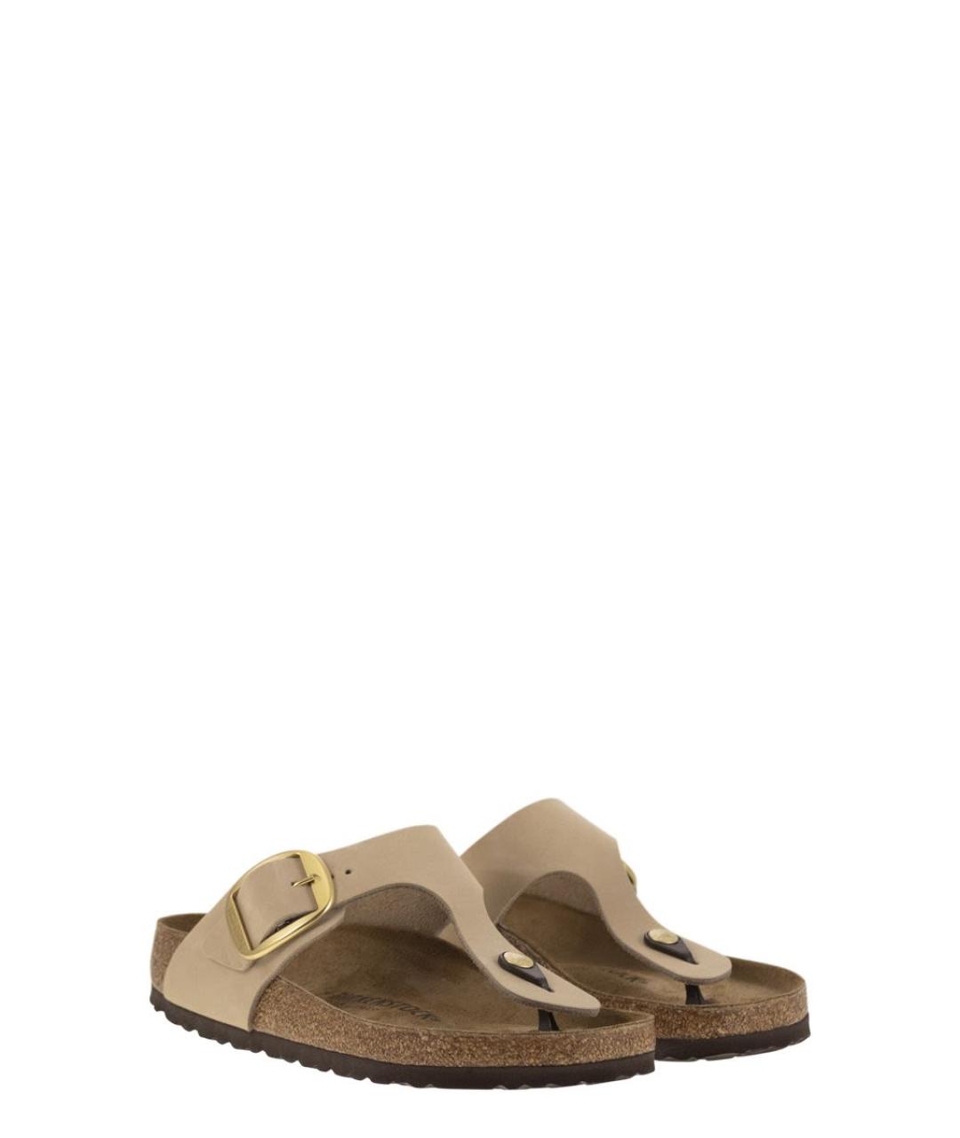 BIRKENSTOCK Бежевые замшевые шлепанцы, фото 4