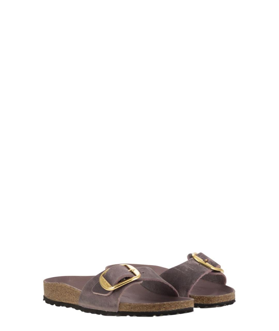 BIRKENSTOCK Фиолетовые замшевые шлепанцы, фото 4
