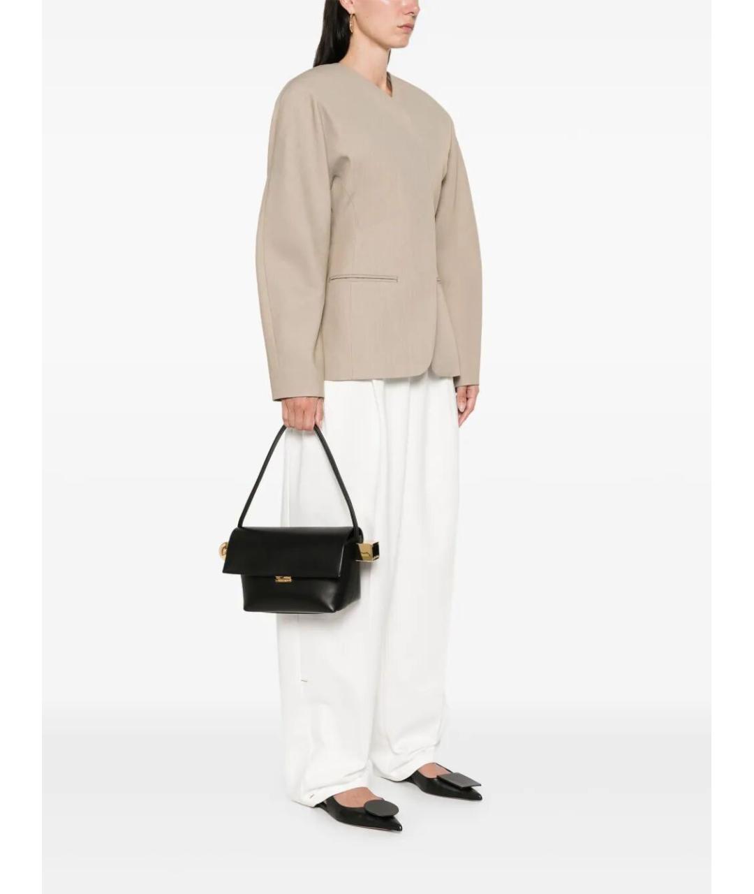 JACQUEMUS Черная кожаная сумка через плечо, фото 5