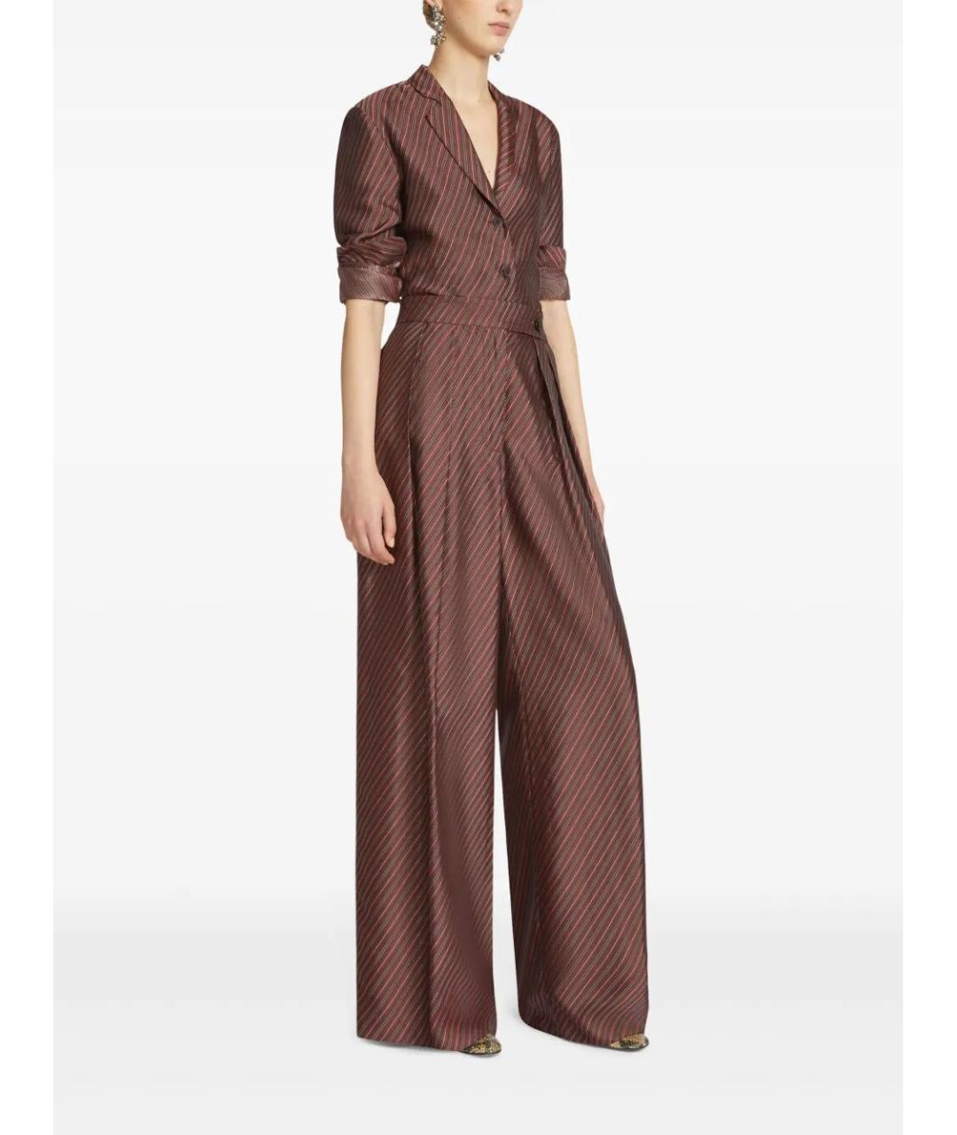DRIES VAN NOTEN Бордовые вискозные брюки широкие, фото 3