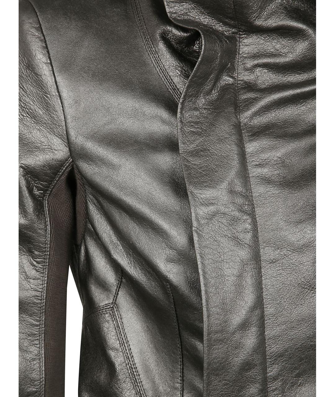 RICK OWENS Серая кожаная куртка, фото 3