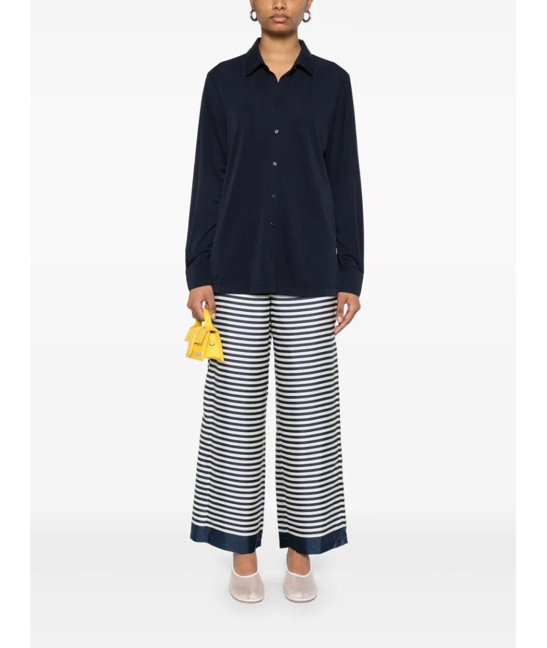 'S MAX MARA Темно-синие шелковые прямые брюки, фото 2