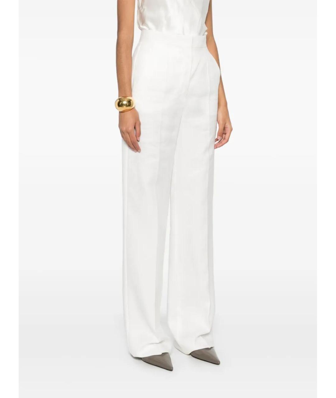 MAX MARA Белые льняные прямые брюки, фото 3