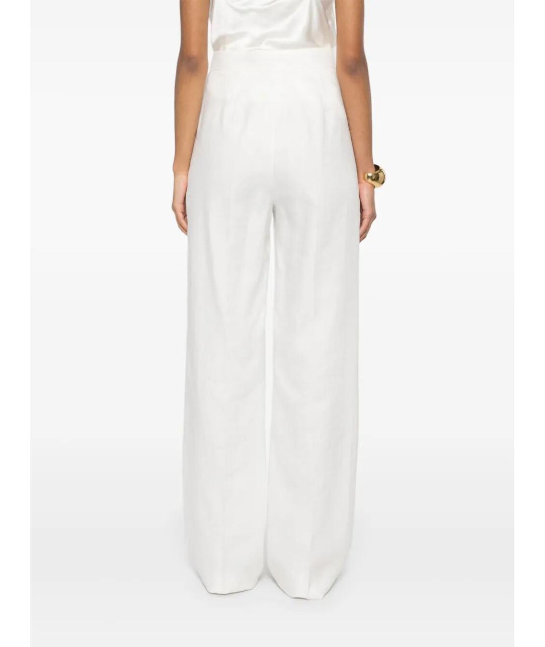 MAX MARA Белые льняные прямые брюки, фото 5