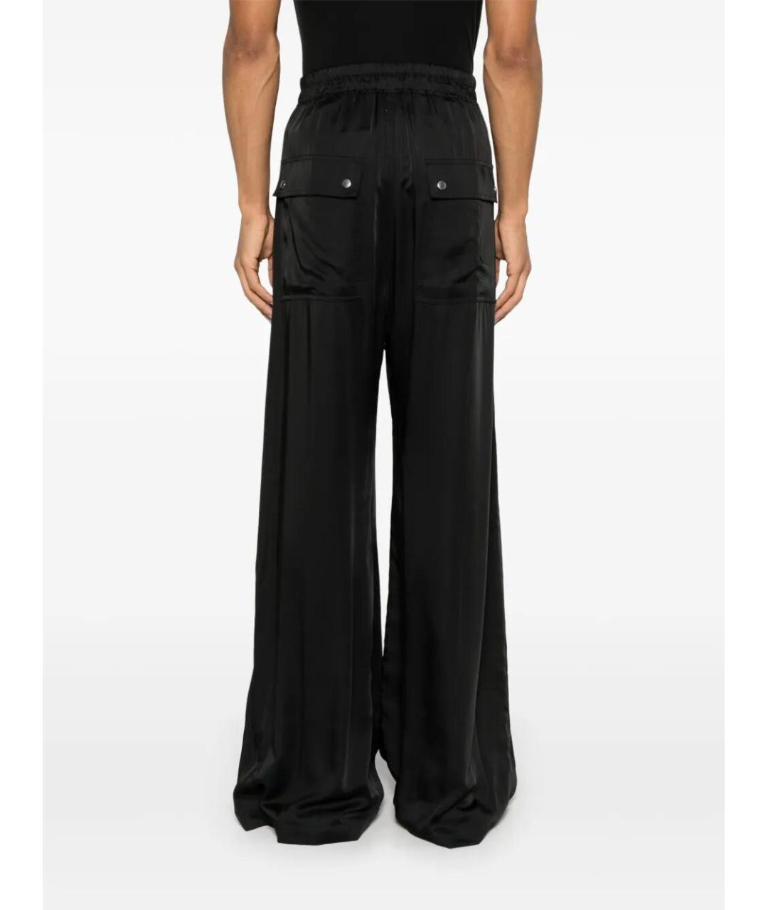 RICK OWENS Черные вискозные повседневные брюки, фото 2