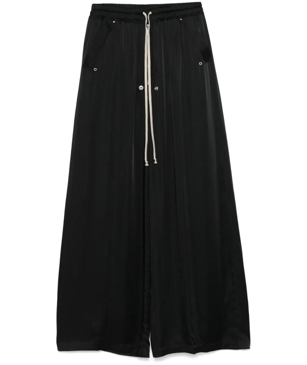 RICK OWENS Черные вискозные повседневные брюки, фото 1