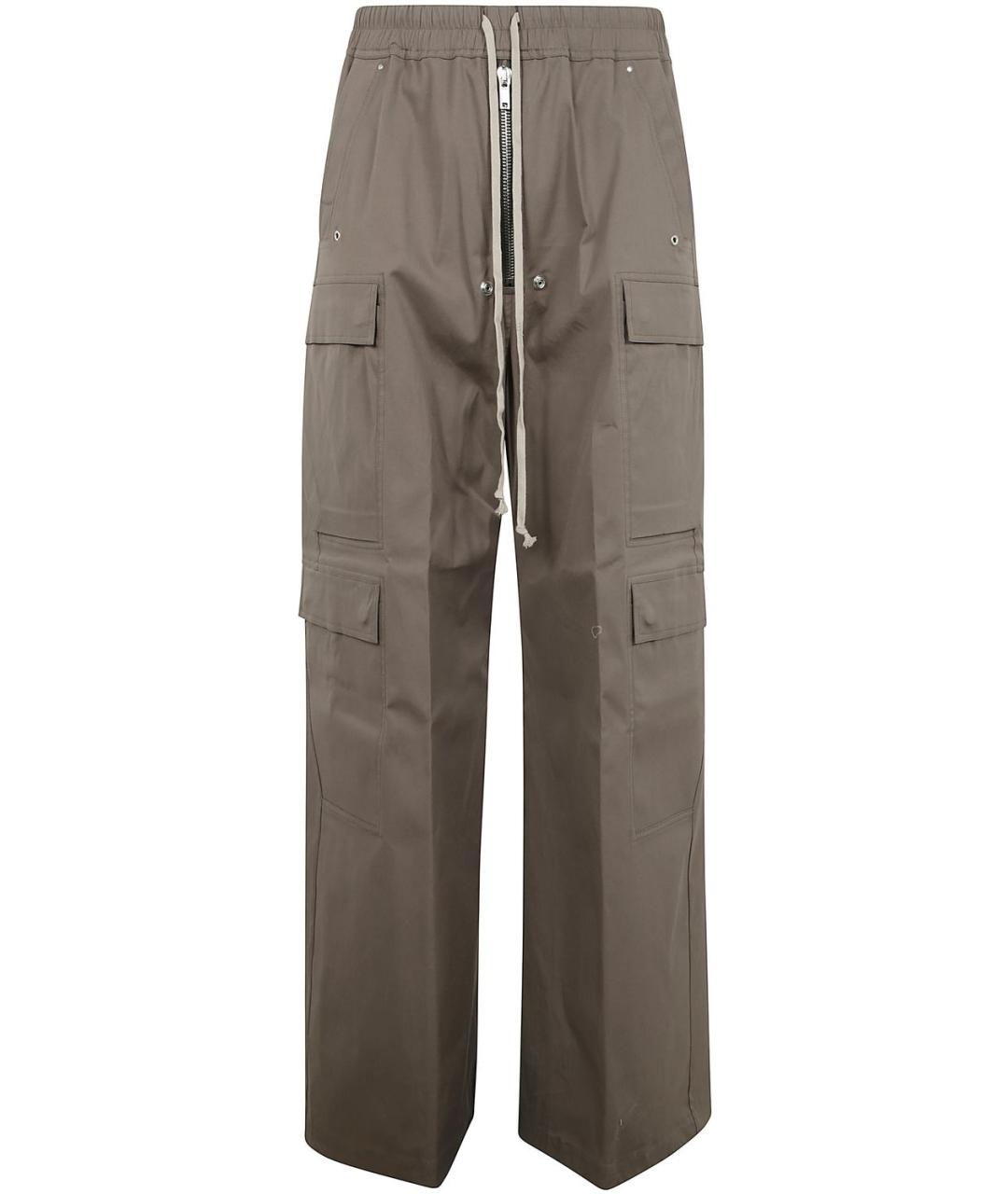 RICK OWENS Серые хлопковые повседневные брюки, фото 1