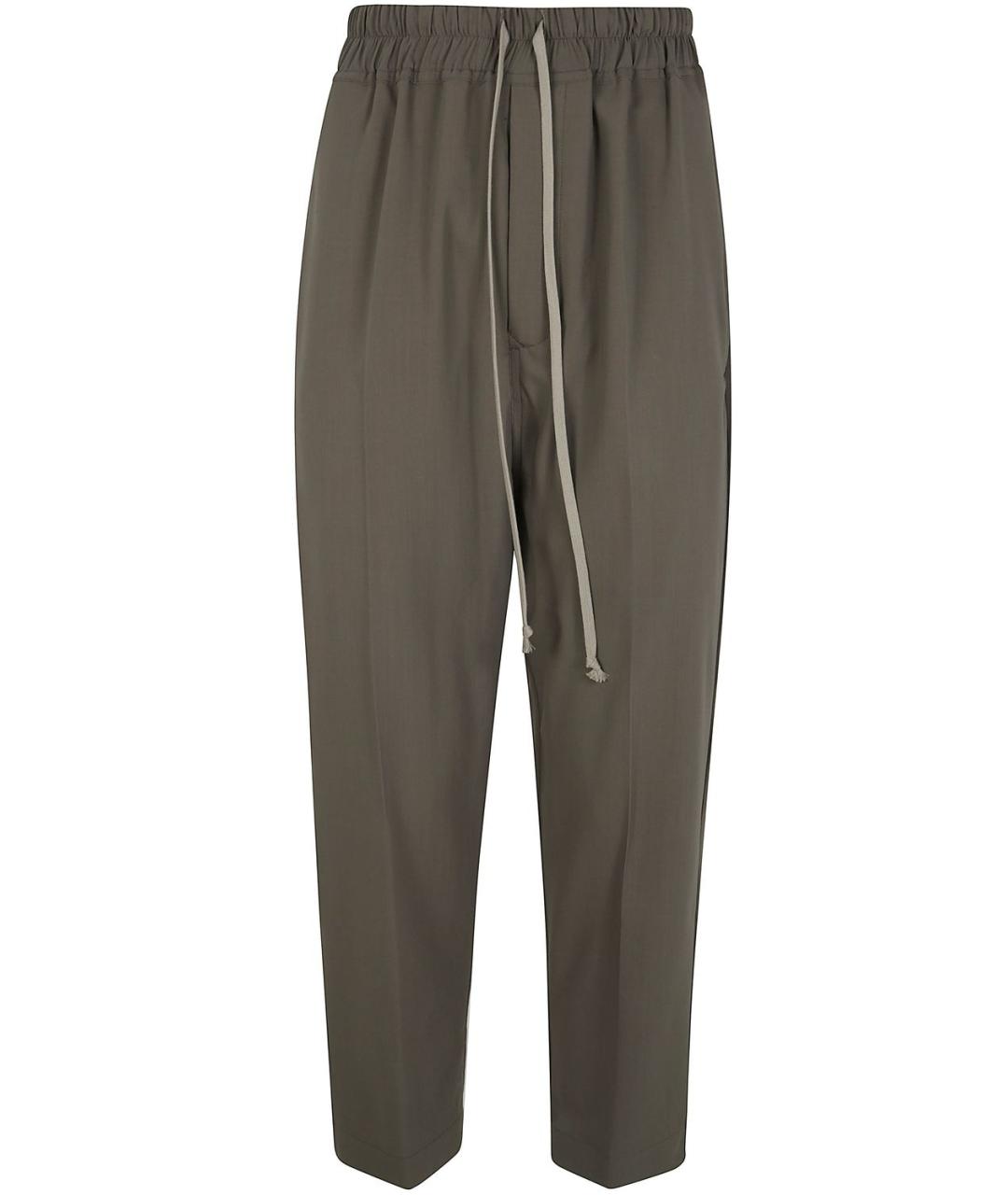 RICK OWENS Серые шерстяные прямые брюки, фото 1