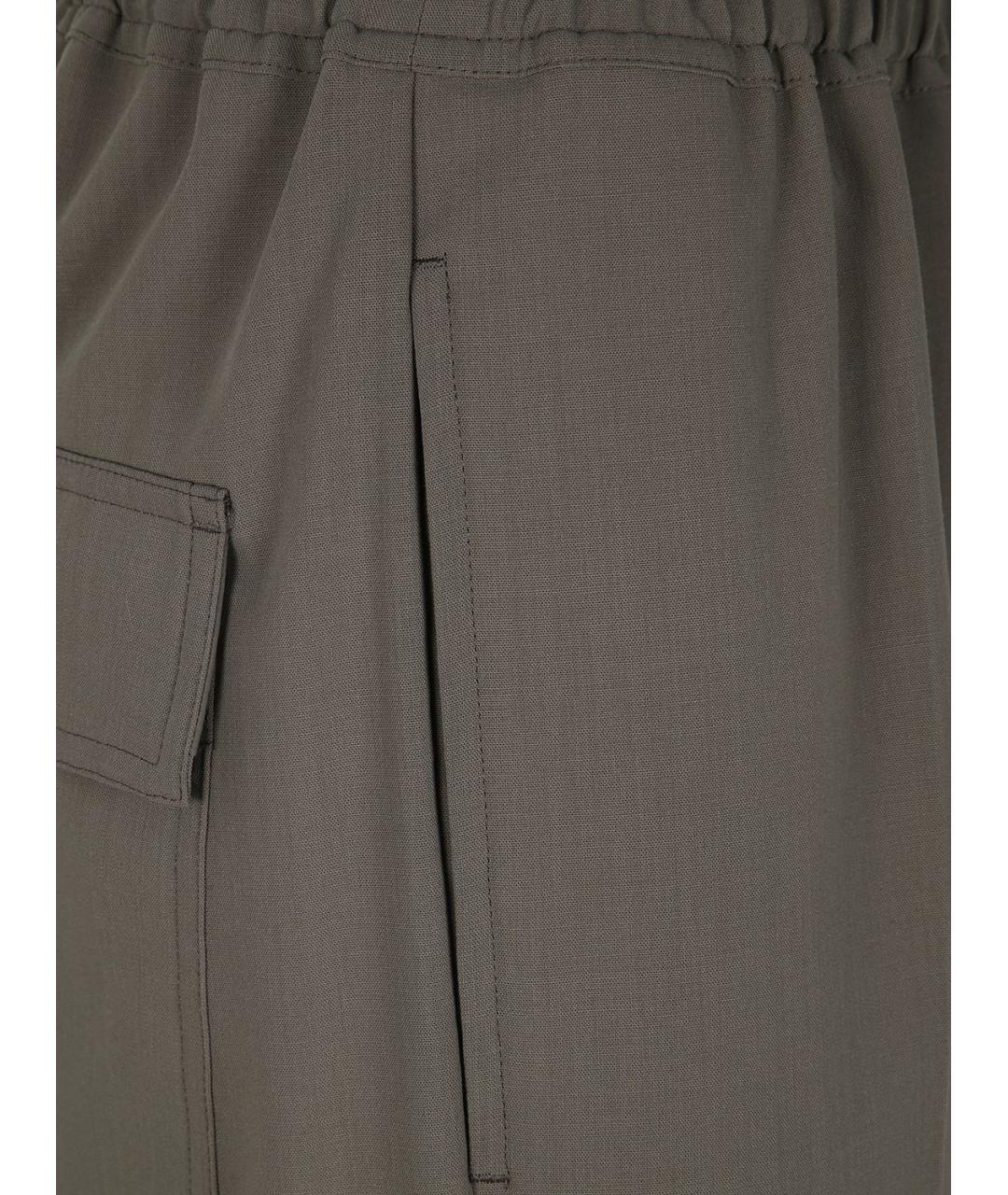 RICK OWENS Серые шерстяные прямые брюки, фото 3