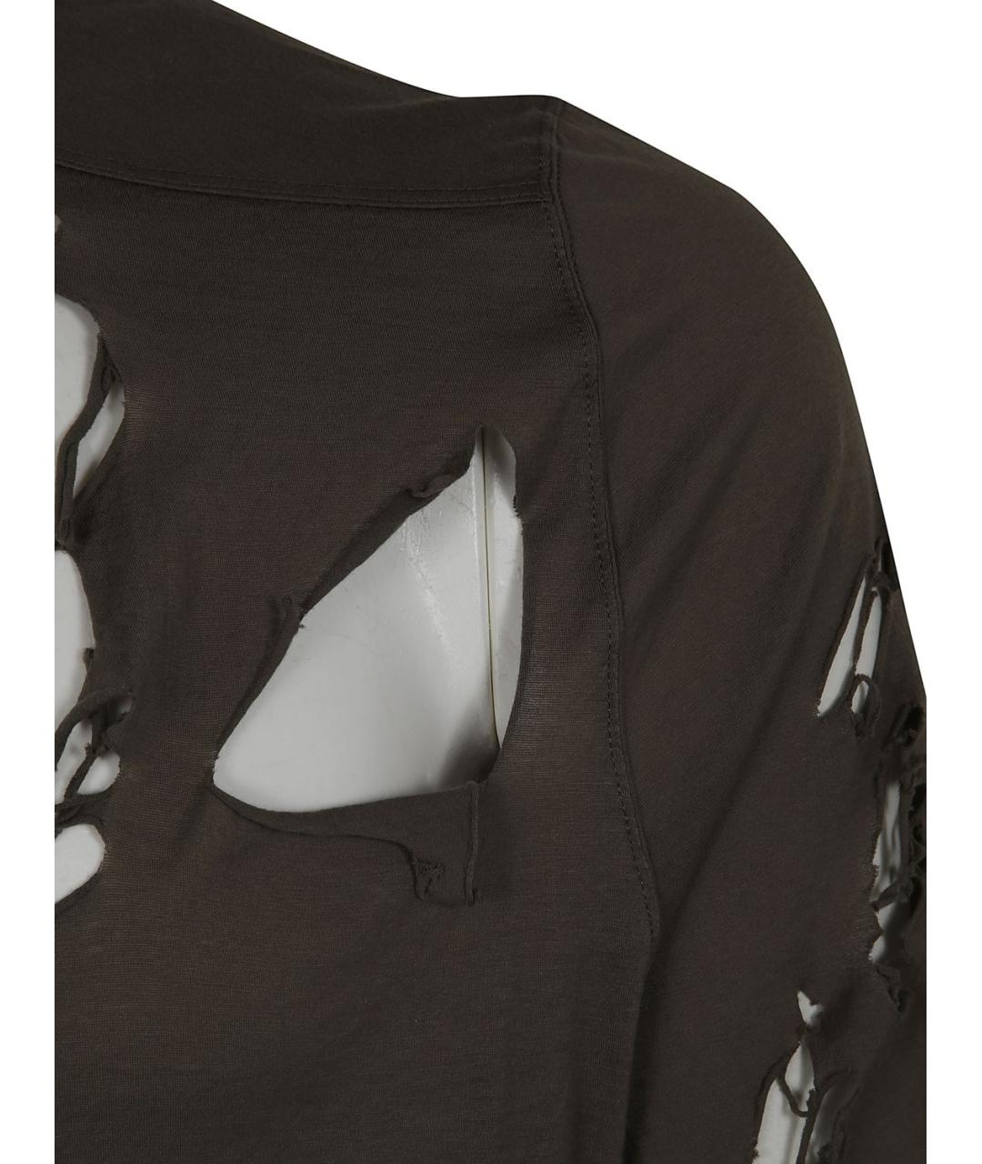 RICK OWENS DRKSHDW Коричневая хлопковая футболка, фото 3