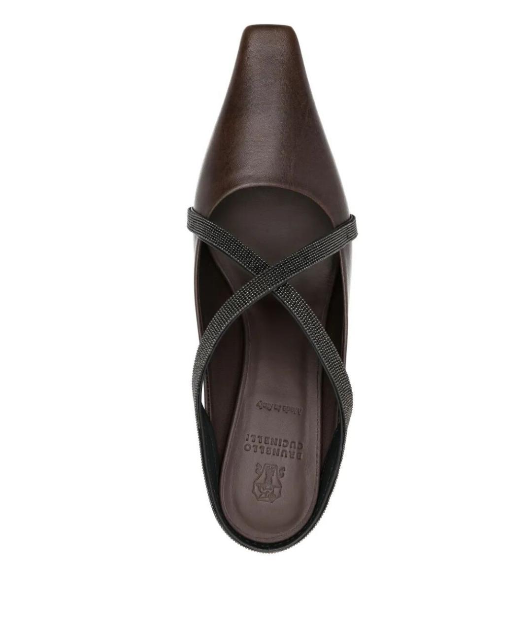 BRUNELLO CUCINELLI Коричневые кожаные мюли, фото 4