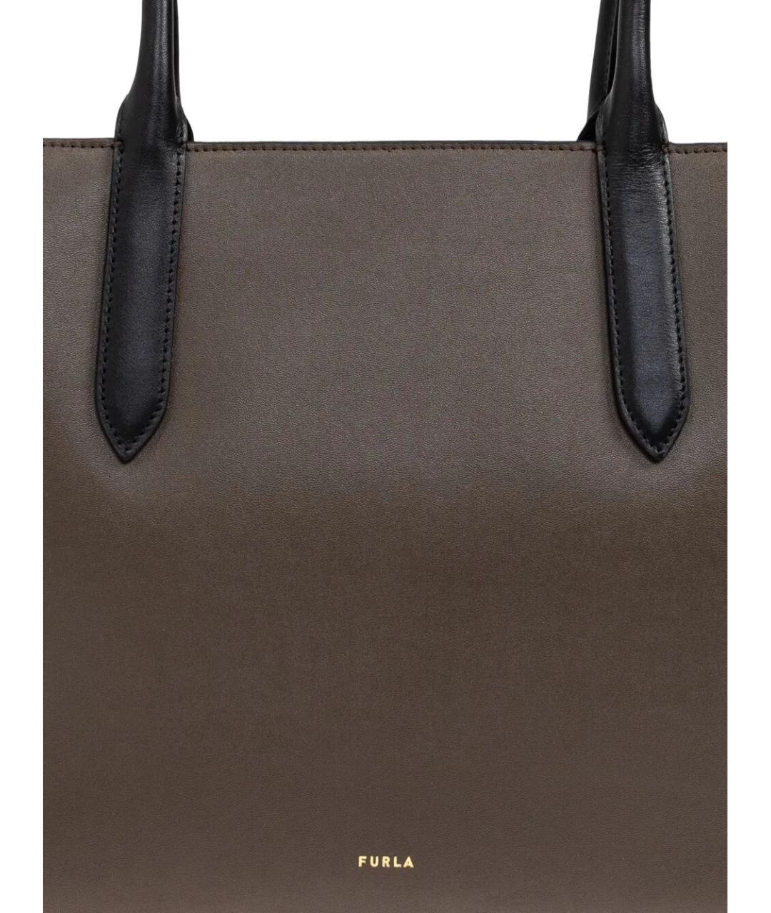 FURLA Коричневая кожаная сумка тоут, фото 4