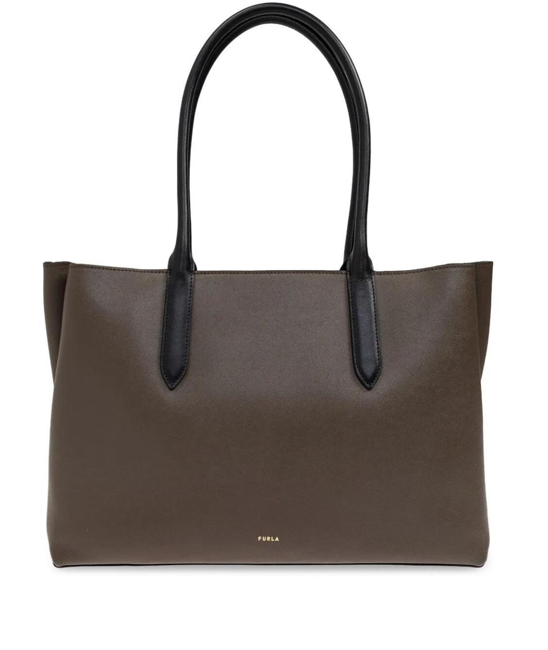 FURLA Коричневая кожаная сумка тоут, фото 1