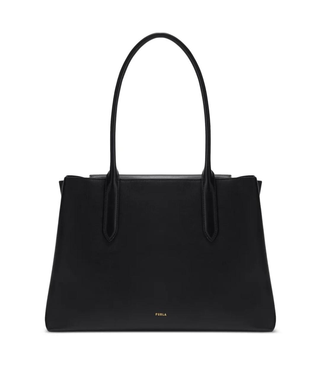 FURLA Черная кожаная сумка тоут, фото 1