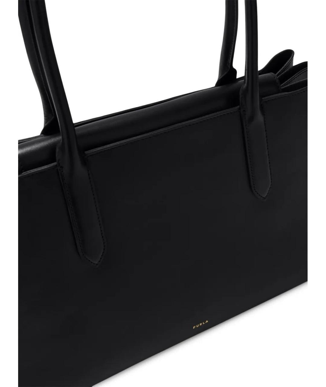 FURLA Черная кожаная сумка тоут, фото 3
