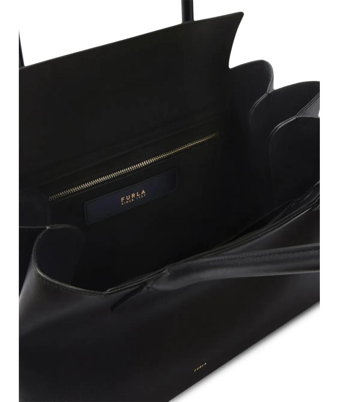FURLA Черная кожаная сумка тоут, фото 2