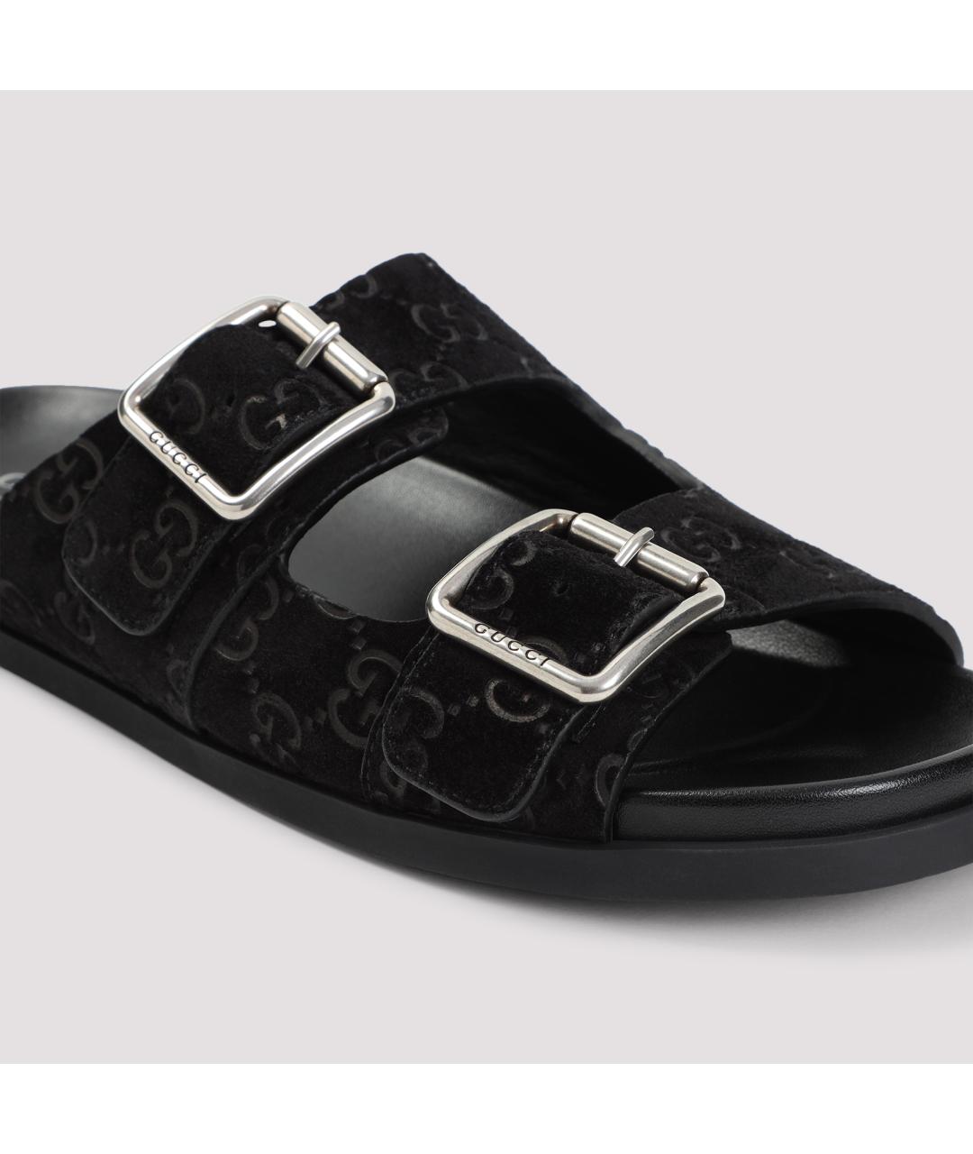 GUCCI Черные кожаные шлепанцы, фото 5