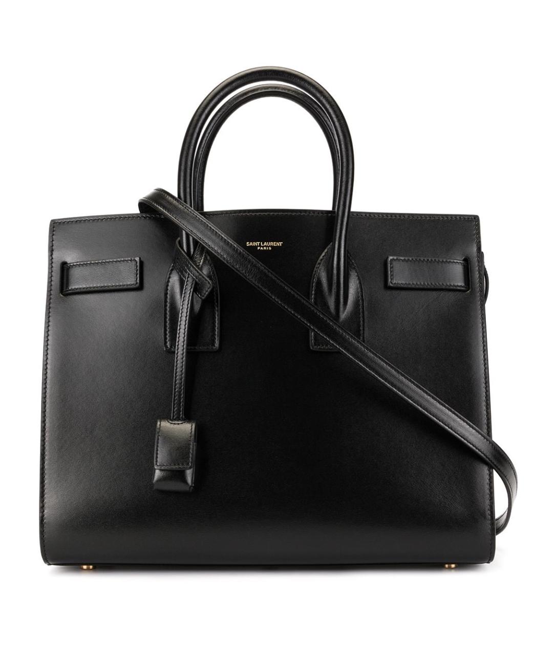 SAINT LAURENT Черная кожаная сумка тоут, фото 1