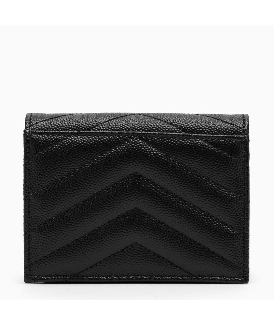 SAINT LAURENT Черный кожаный кошелек, фото 3