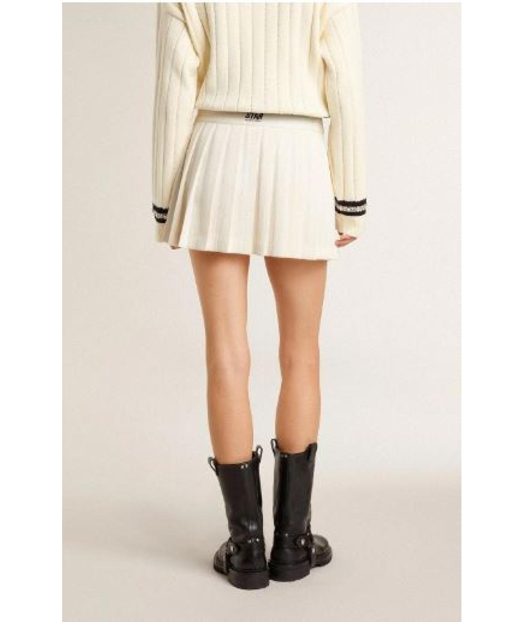 GOLDEN GOOSE DELUXE BRAND Белая хлопковая юбка мини, фото 5