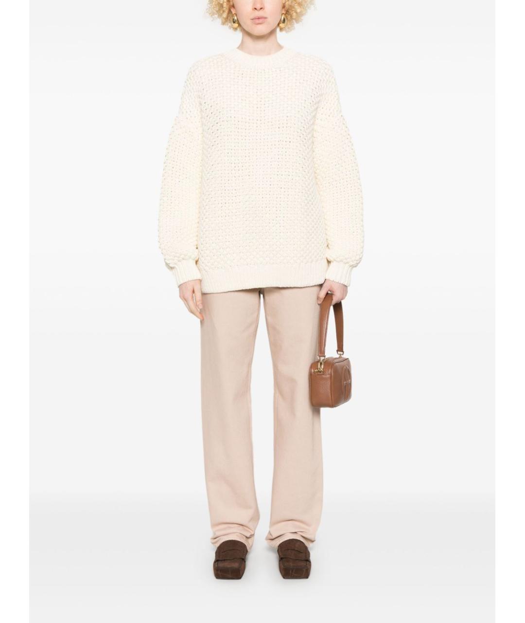 GOLDEN GOOSE DELUXE BRAND Бежевые хлопковые прямые джинсы, фото 2