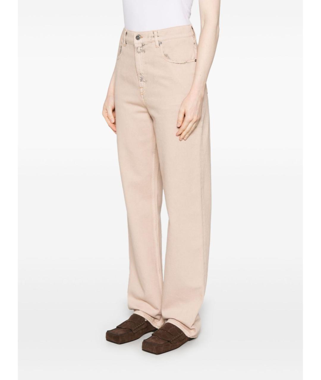 GOLDEN GOOSE DELUXE BRAND Бежевые хлопковые прямые джинсы, фото 4