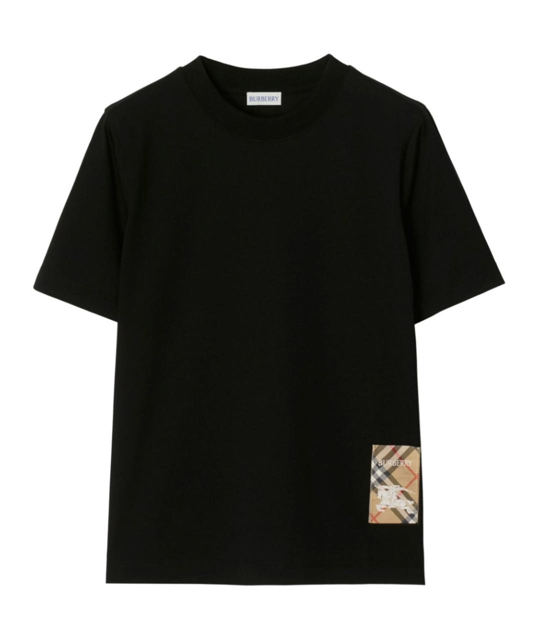 BURBERRY Черная хлопковая футболка, фото 1