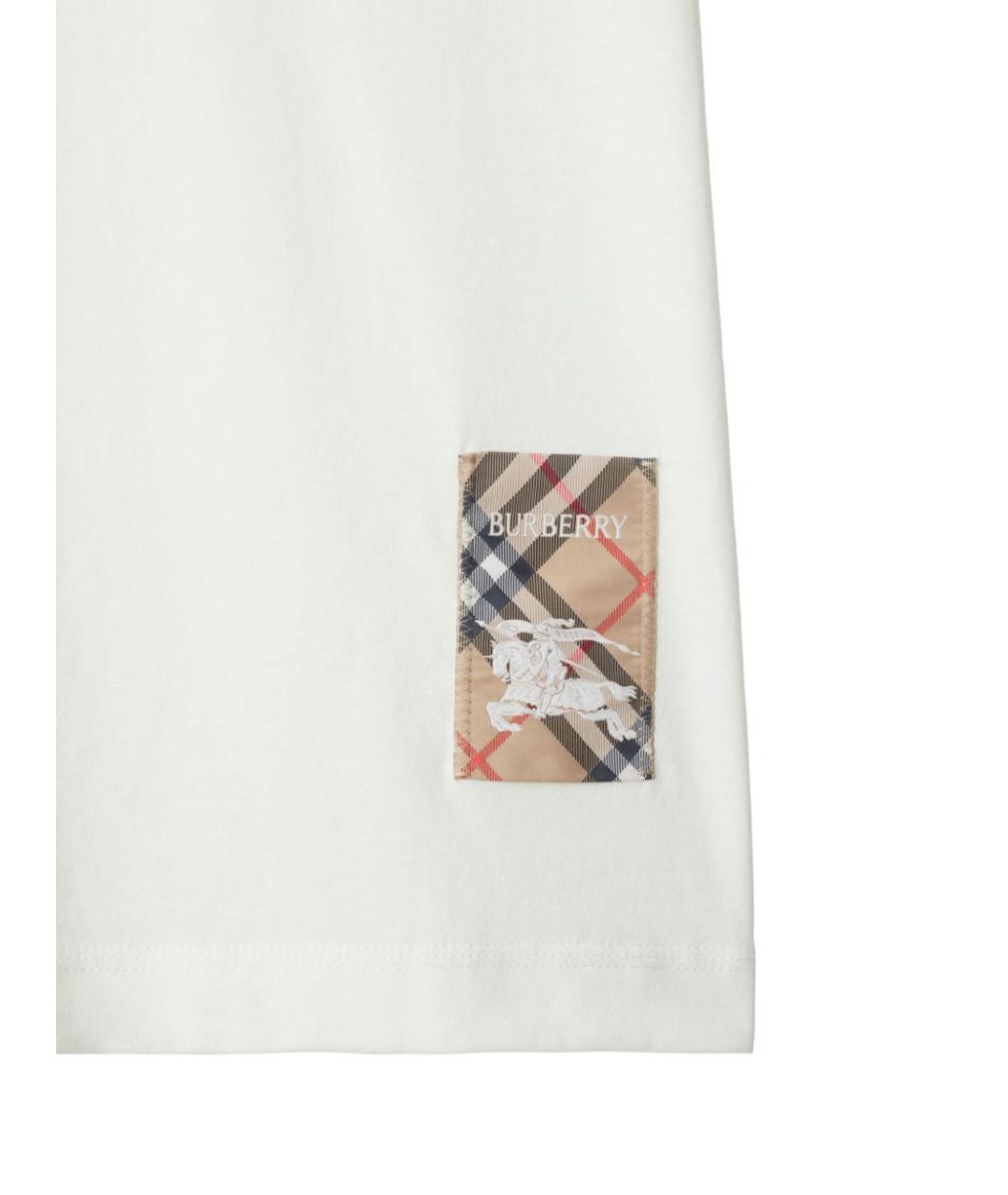 BURBERRY Белая хлопковая футболка, фото 5