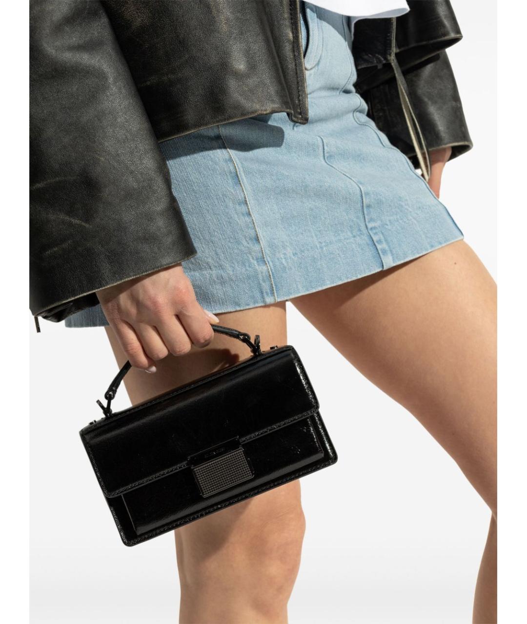 GOLDEN GOOSE DELUXE BRAND Черная сумка с короткими ручками из лакированной кожи, фото 4