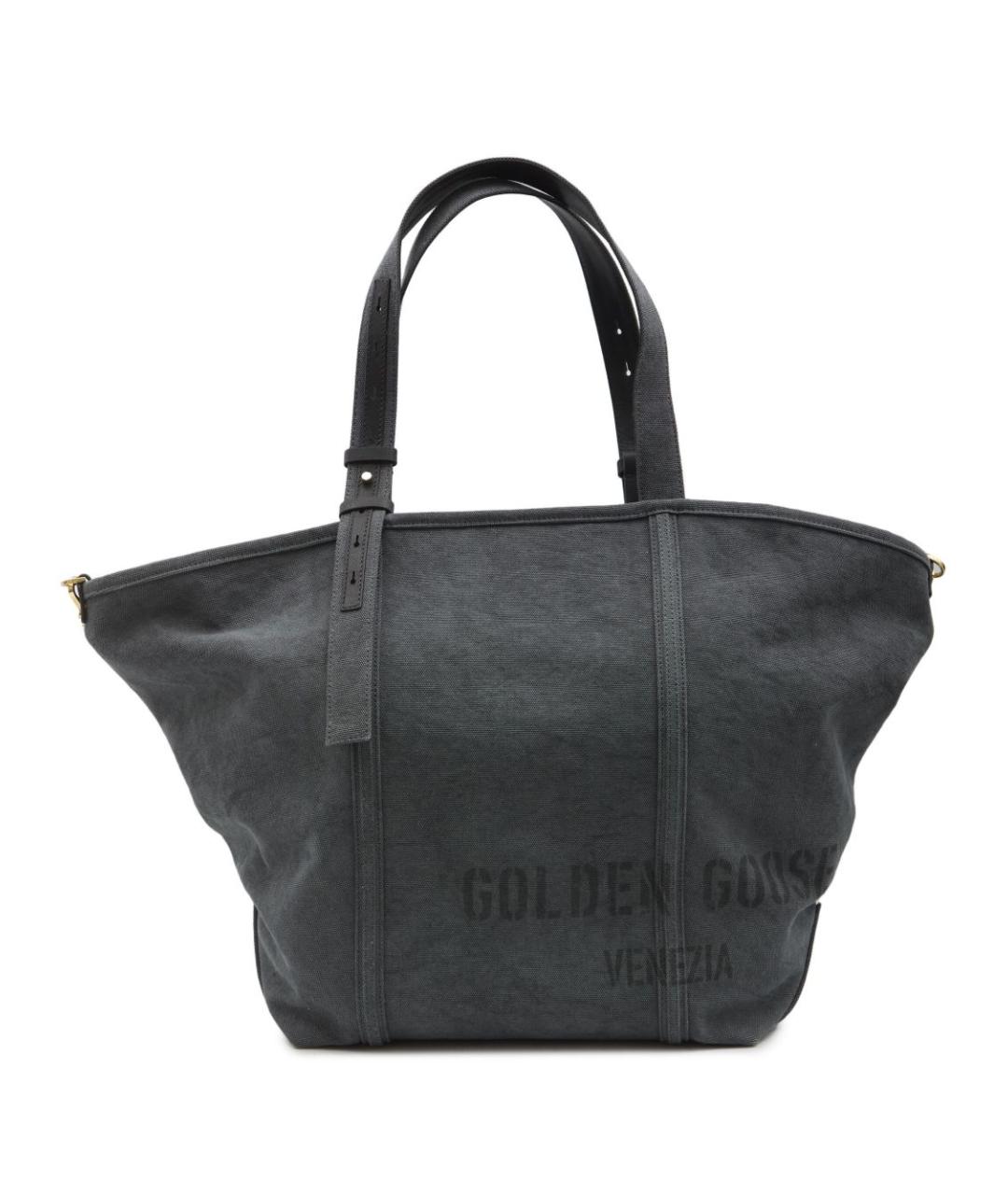 GOLDEN GOOSE DELUXE BRAND Антрацитовая хлопковая сумка тоут, фото 1