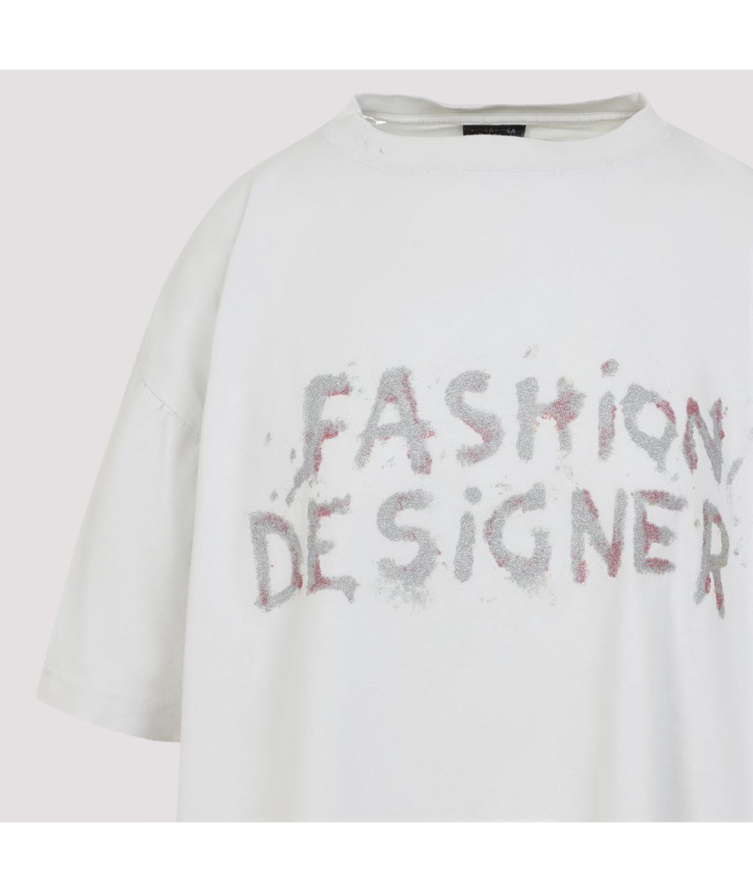 BALENCIAGA Белая хлопковая футболка, фото 4