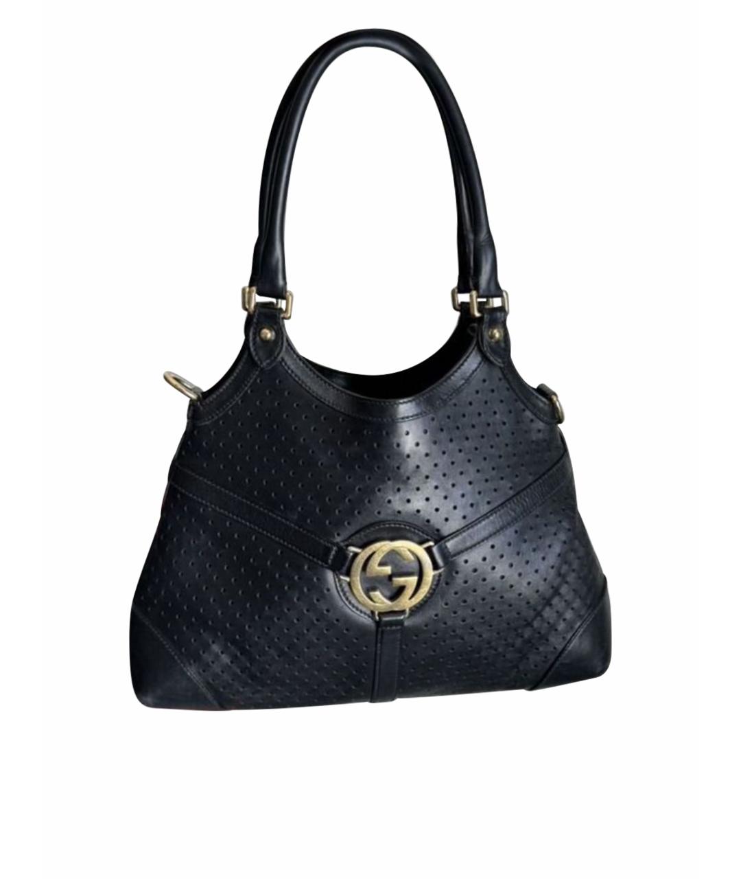 GUCCI Черная кожаная сумка тоут, фото 1