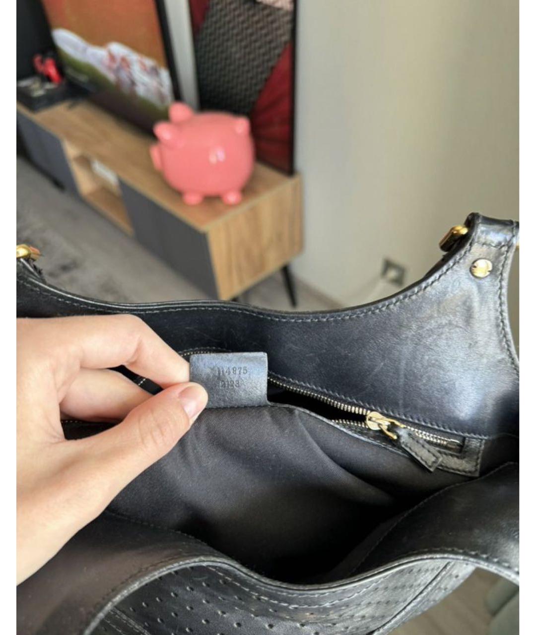 GUCCI Черная кожаная сумка тоут, фото 5