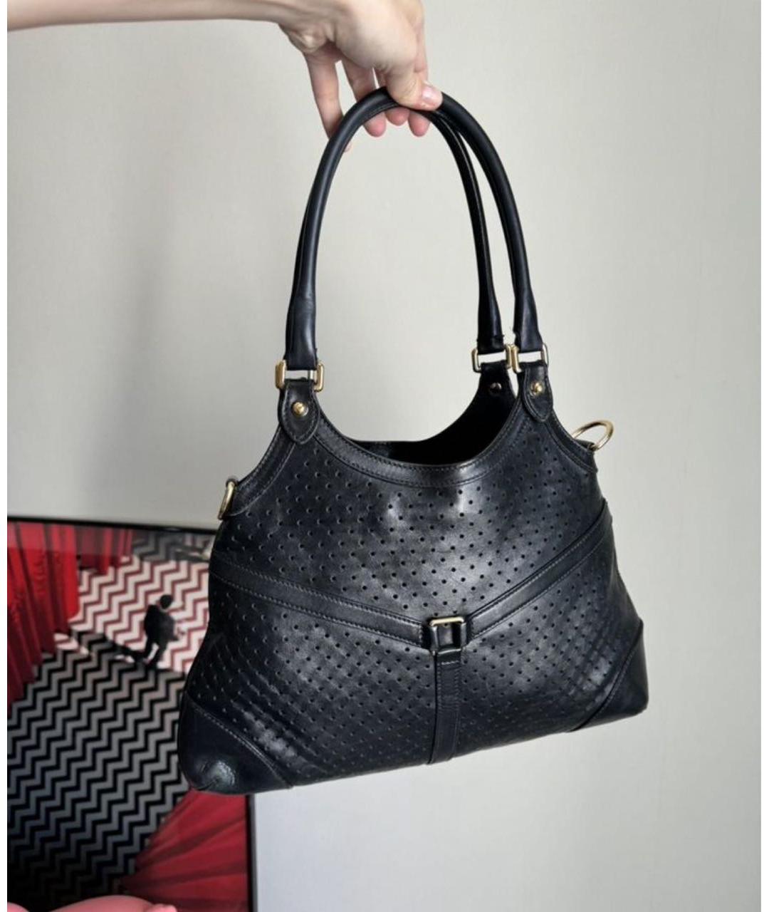 GUCCI Черная кожаная сумка тоут, фото 3