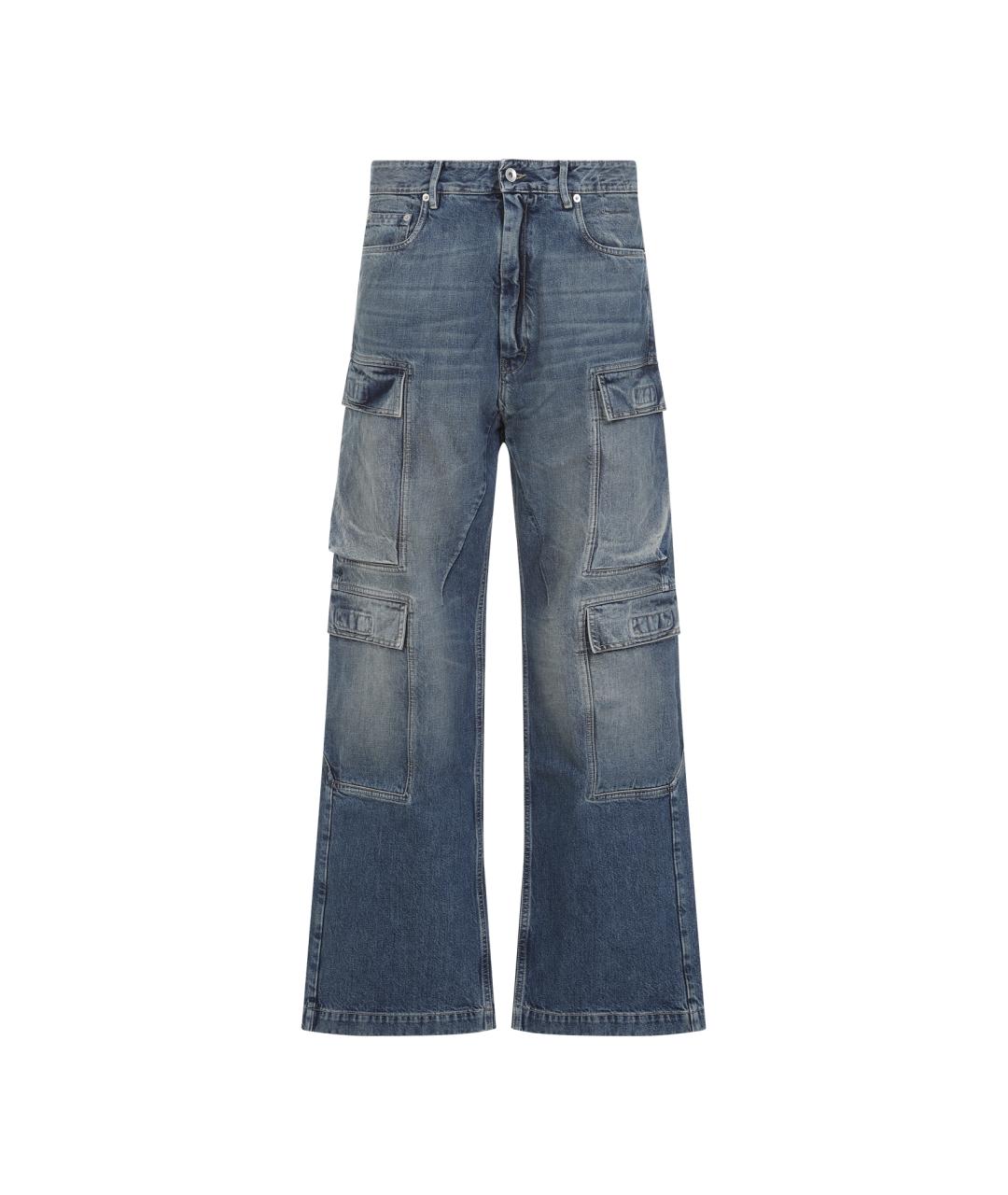 RICK OWENS DRKSHDW Синие хлопковые прямые джинсы, фото 1