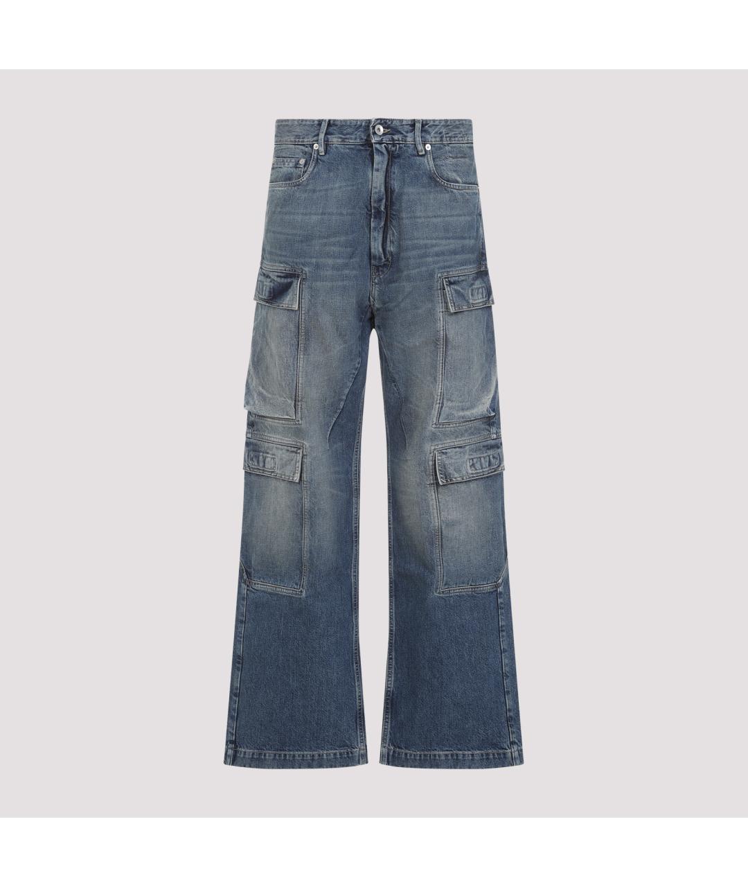 RICK OWENS DRKSHDW Синие хлопковые прямые джинсы, фото 2