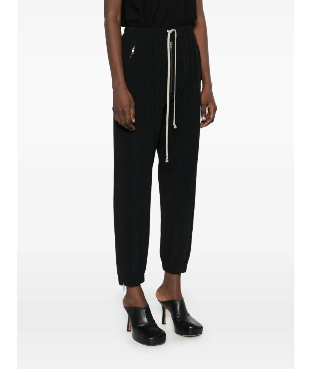 RICK OWENS Черные ацетатные прямые брюки, фото 3