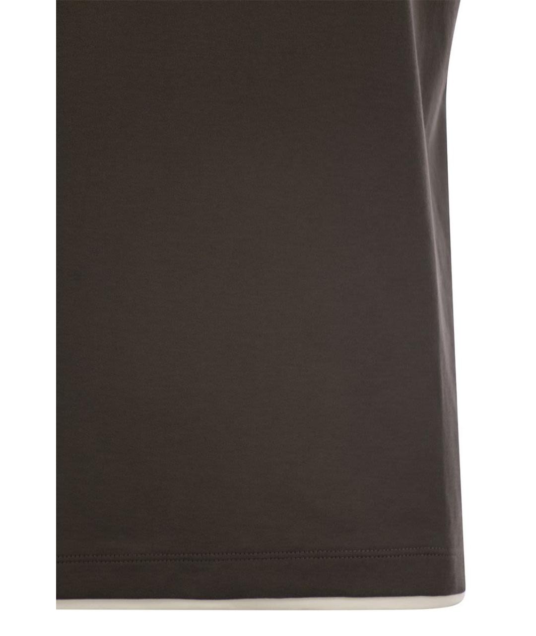 BRUNELLO CUCINELLI Коричневая хлопковая футболка, фото 4