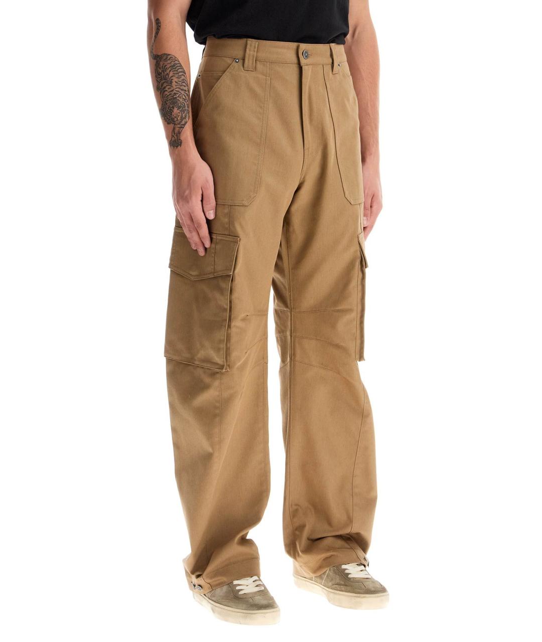 GOLDEN GOOSE DELUXE BRAND Бежевые хлопковые повседневные брюки, фото 2