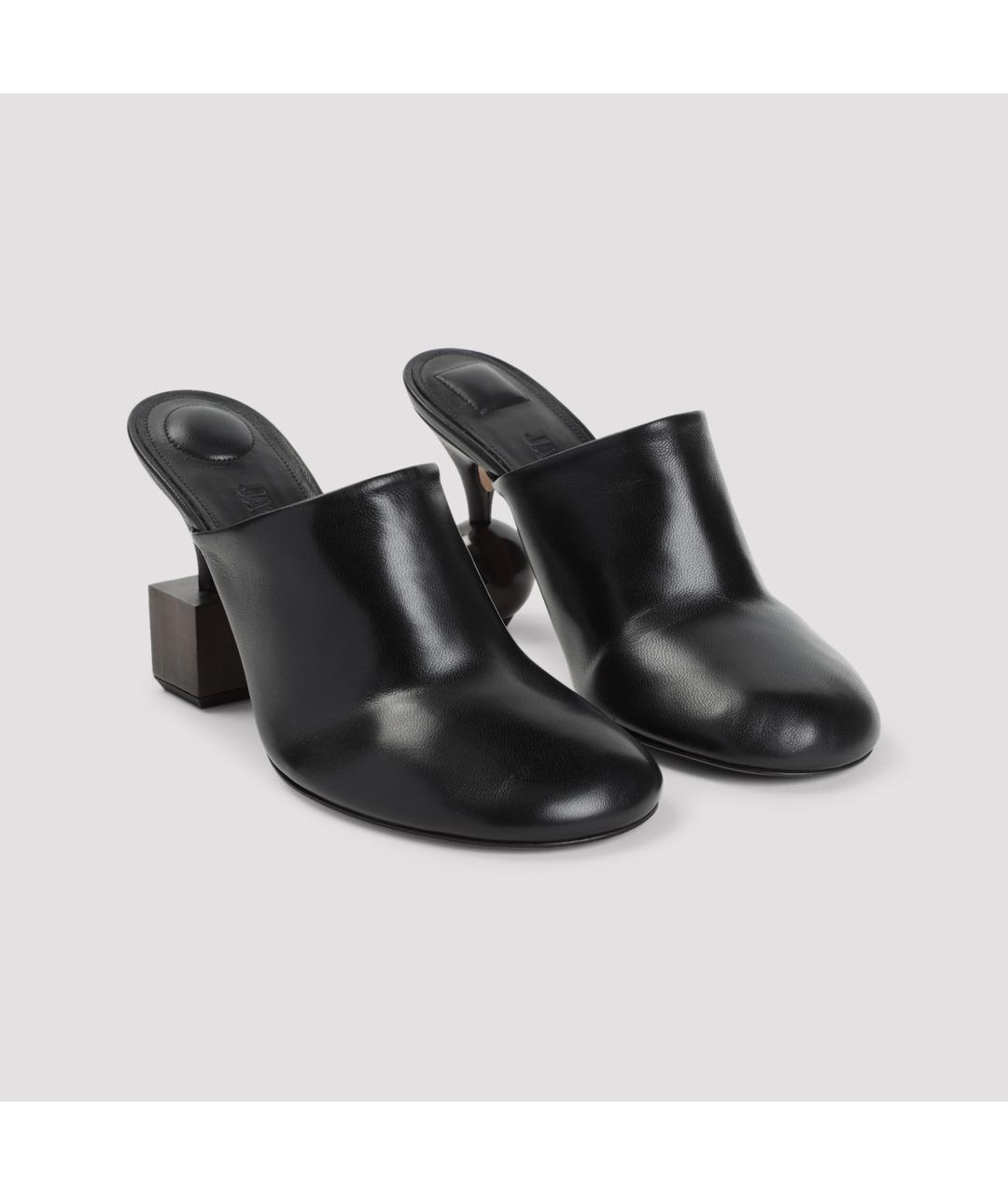 JACQUEMUS Черные кожаные мюли, фото 4